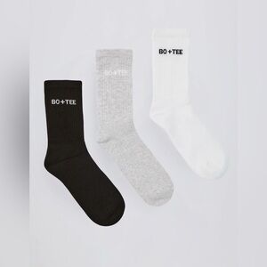 New BO+TEE Ribbed Crew Sock Bundle In Multi 3 Pairs UK2-5/US3-6/EU35-38